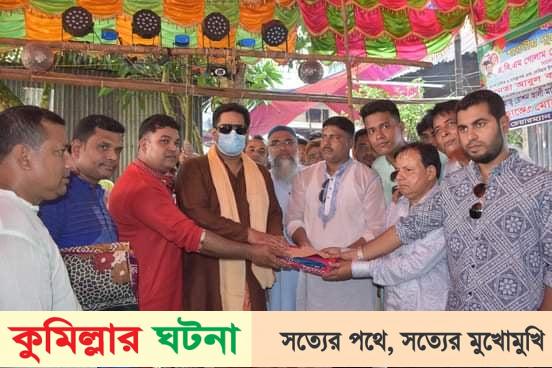 দেবীদ্বারে রাজী মোহাম্মদ ফখরুল পূজামন্ডপ পরিদর্শন ও কাপর বিতরণ