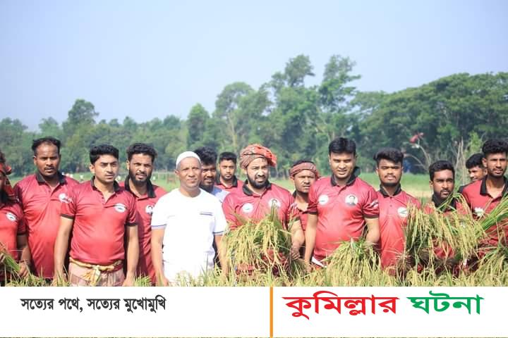 কৃষকের ধান কেটে বাড়ি পৌছে দিলেন দেবীদ্বার পৌর স্বেচ্ছাসেবকলীগ