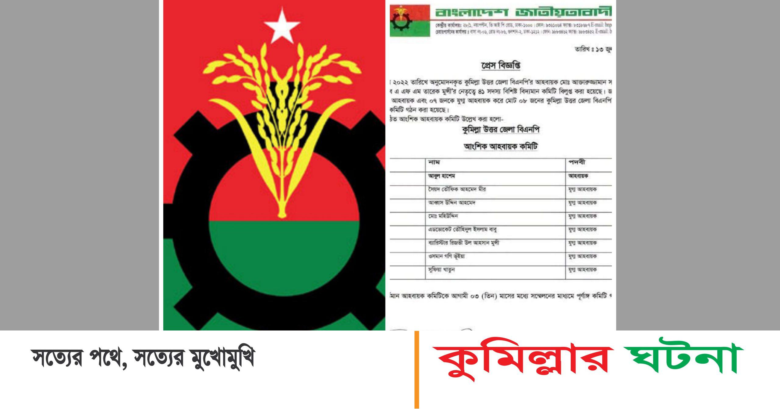 কুমিল্লা উত্তর জেলা বিএনপির নতুন কমিটি